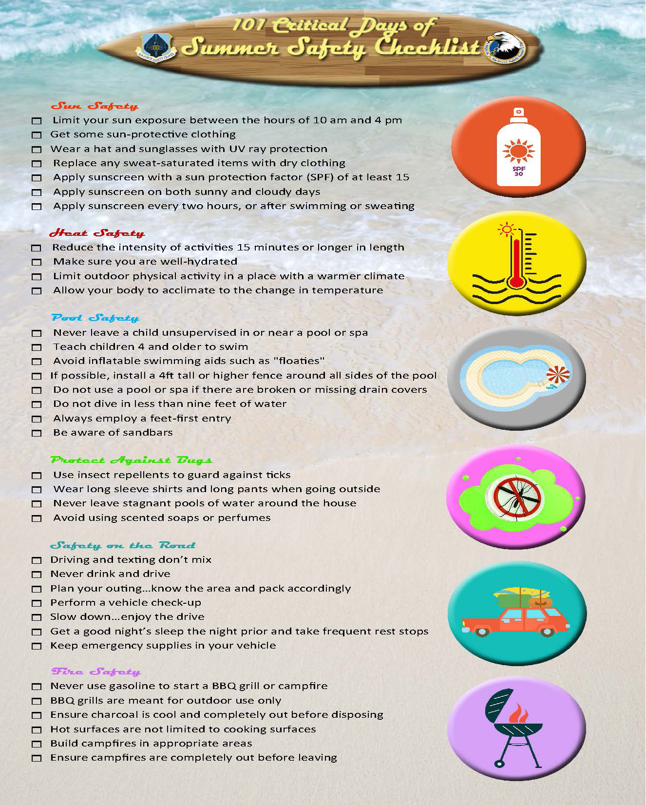 Summer Safety Checklist Poster